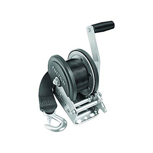 FULTON WINCH, 1500 LBS., SINGLE-SPEED W/20' STRAP & COVER