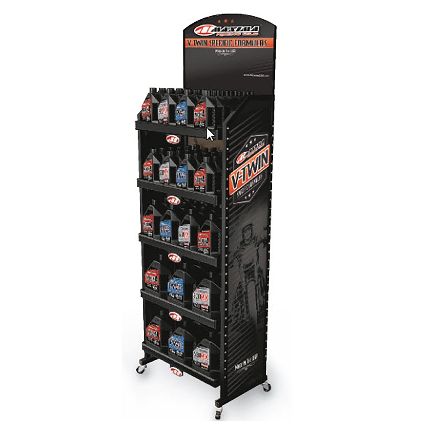 MAXIMA V-TWIN METAL FLOOR DISPLAY, 5-SHELF