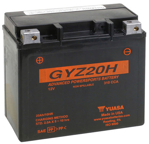 YUASA GYZ20H FACTORY ACTIVATED, MAINTENANCE FREE