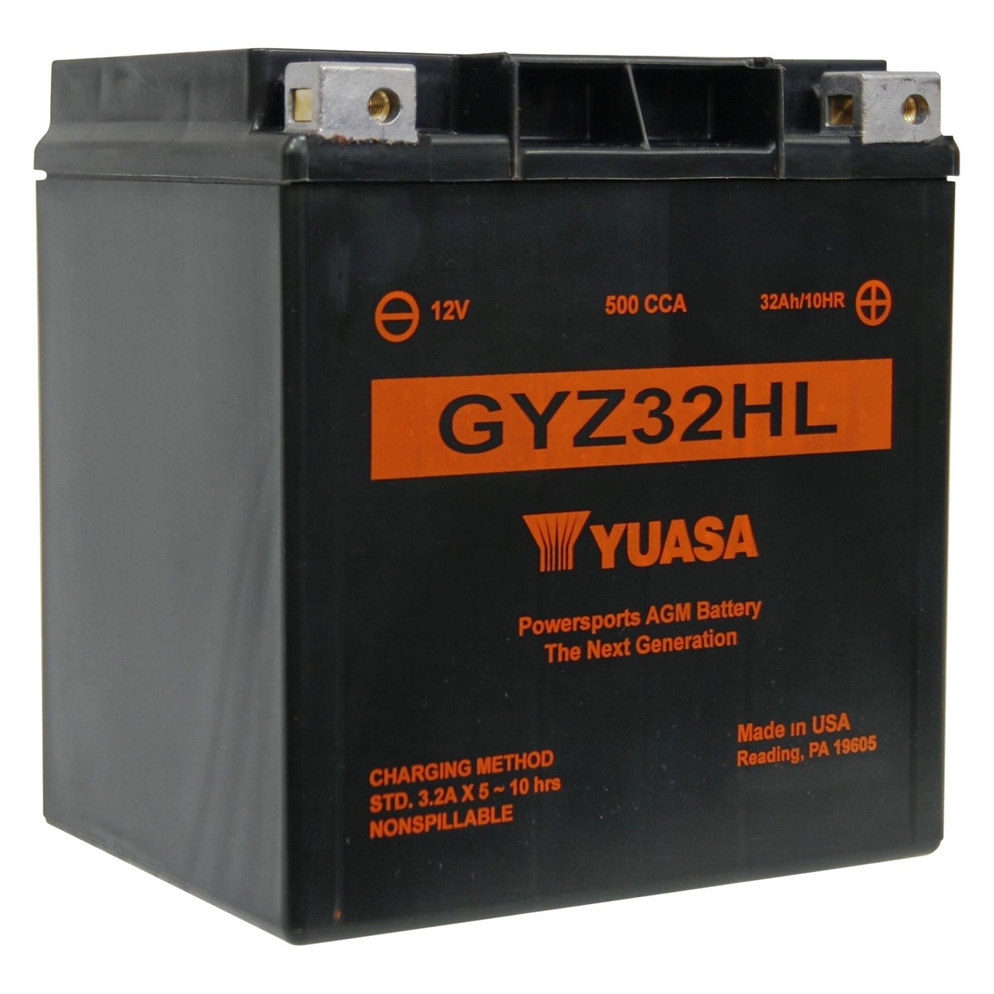 YUASA GYZ32HL FACTORY ACTIVATED, MAINTENANCE FREE