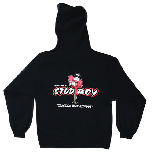 STUD BOY BLACK ZIP HOODIE, MEDIUM