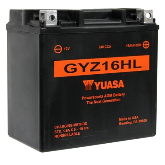 YUASA GYZ16HL FACTORY ACTIVATED, MAINTENANCE FREE