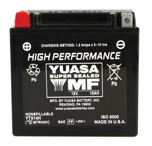 YUASA YTX14H FACTORY ACTIVATEDMAINTENANCE FREE 12 VOLT BAT