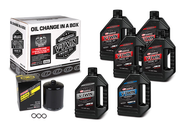 V-TWIN OIL CHANGE KIT SYNTHETIC W/ BLACK FILTER, TWIN CAM