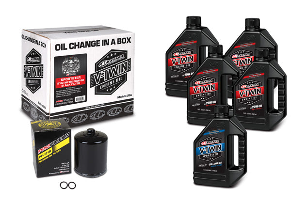 V-TWIN OIL CHANGE KIT SYNTHETIC W/ BLACK FILTER, SPORTSTER