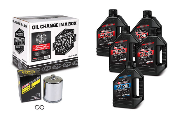 V-TWIN OIL CHANGE KIT SYNTHETIC W/ CHROME FILTER, SPORTSTER