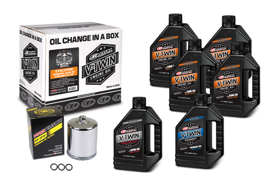 V-TWIN OIL CHANGE KIT MINERAL W/ CHROME FILTER, EVOLUTION